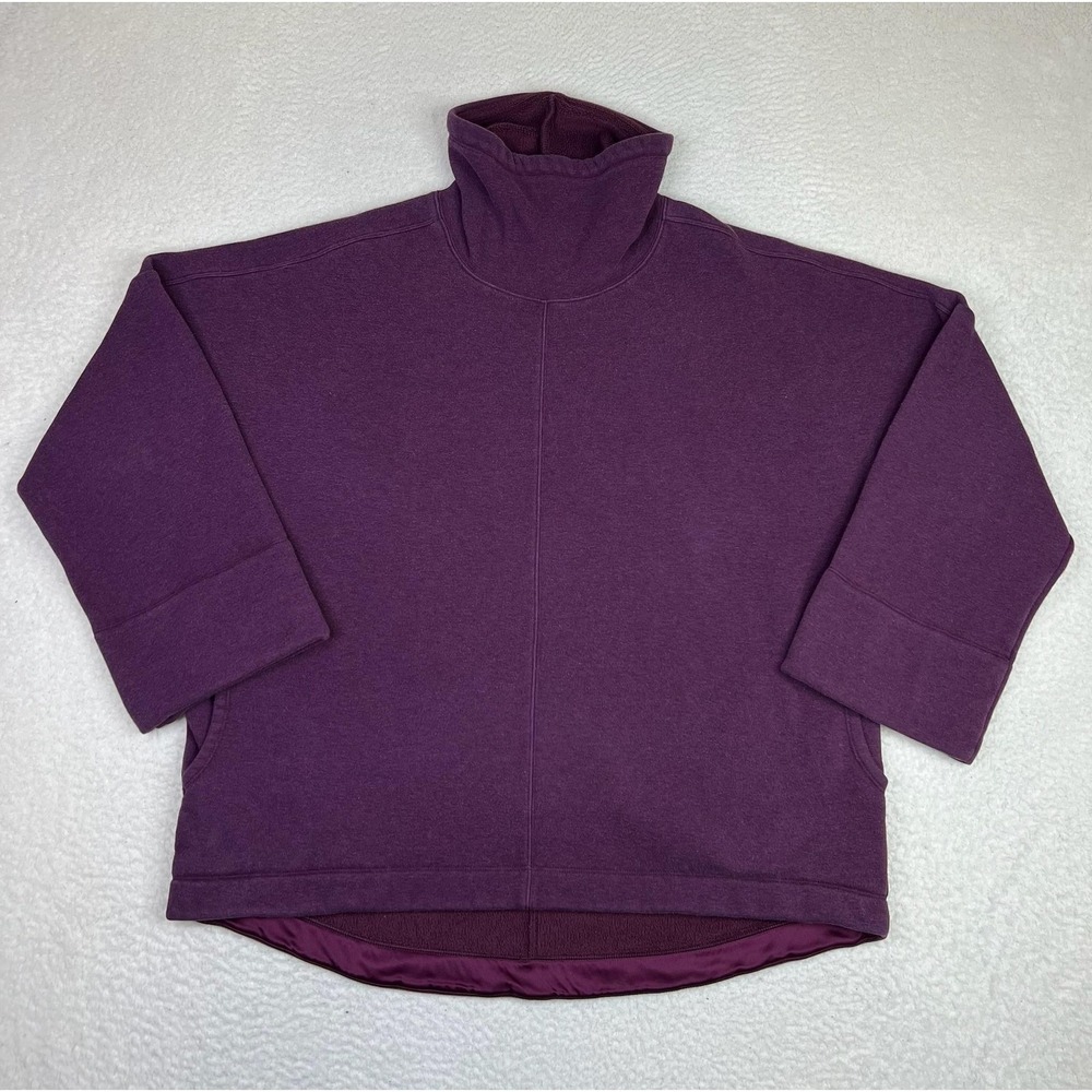 Athleta Sweatshirt Womens Large Purple Cozy Karma Funnel Neck Pullover Fleece